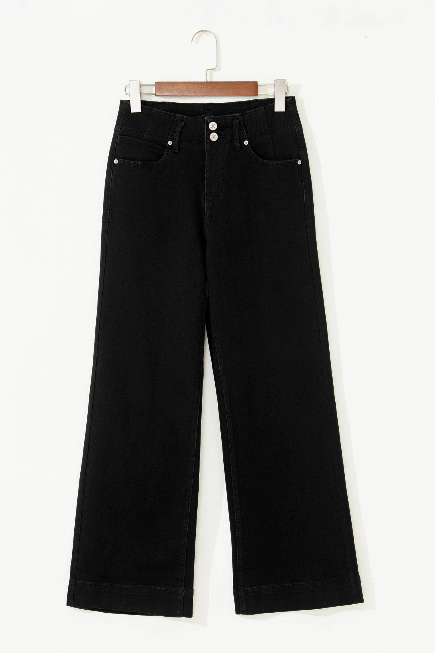 66DISCO - 66 Love 2-Button High Waist Flared Bottom Jeans: White / Missy Fit