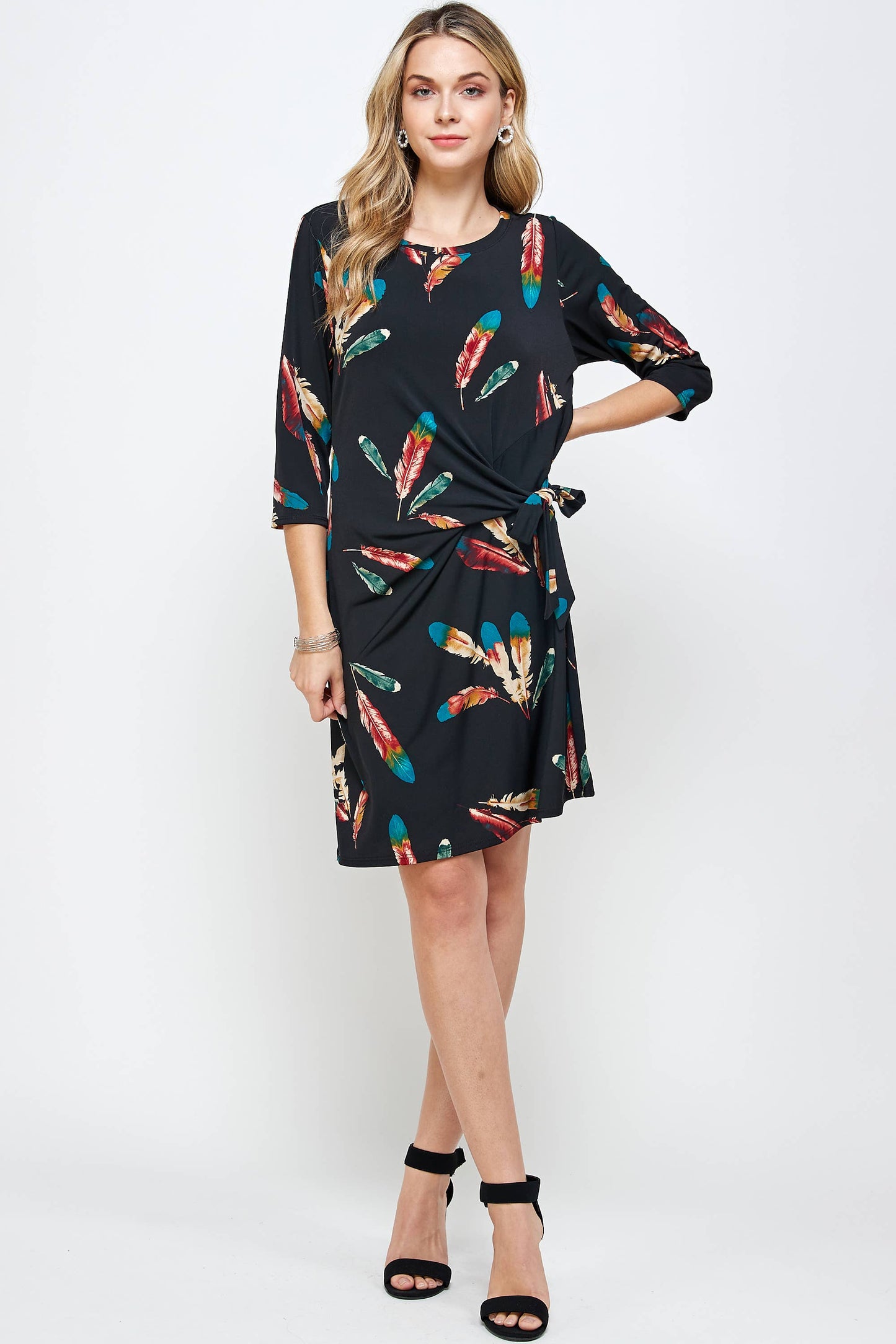 Jostar - HIT Round-NK Side Tie Dress-7071HT-QRP1-W235: L