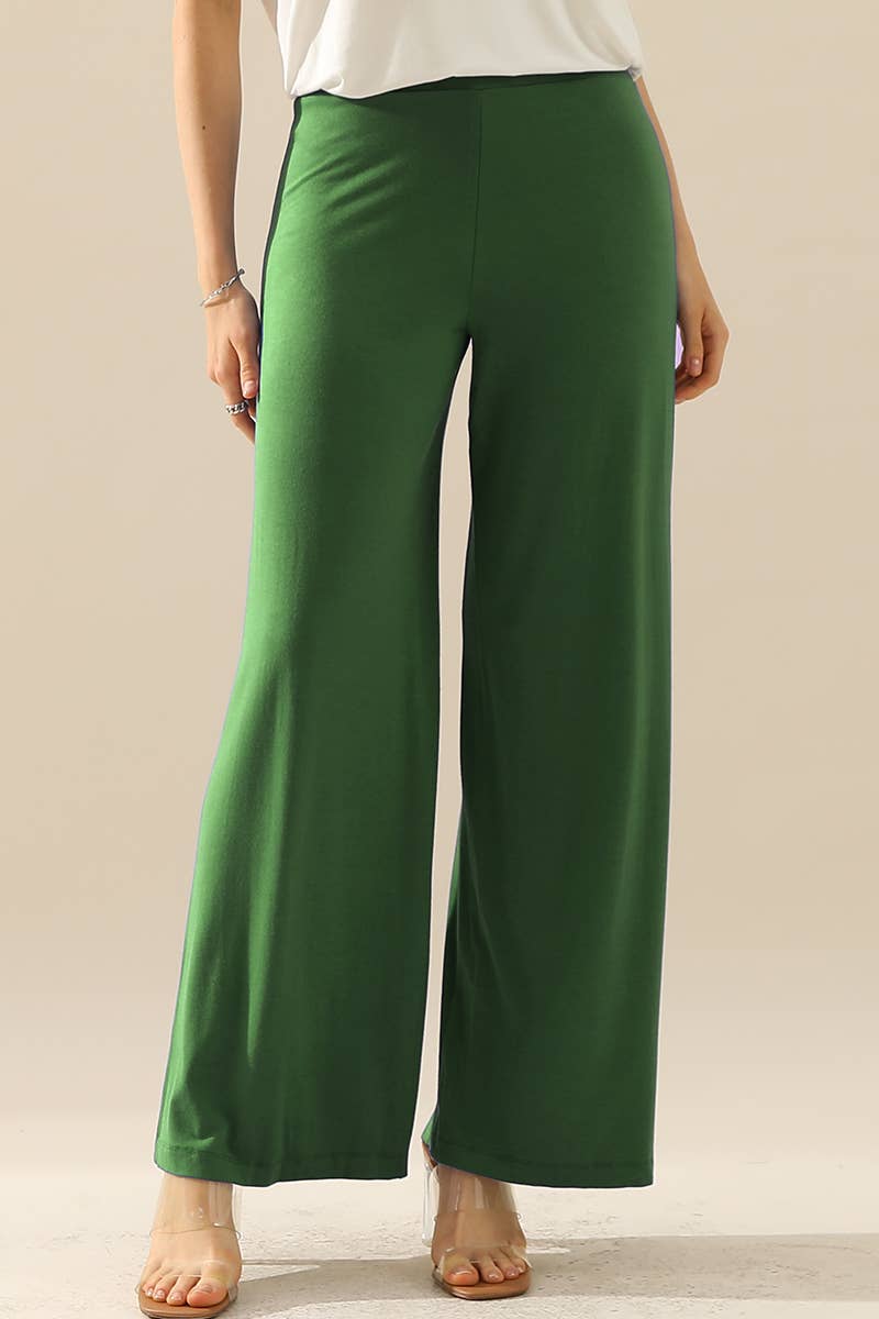 NINEXIS - CWBLP410-P_PLUS SIZE HIGH WAIST WIDE LEG PALAZZO LOOSE PANTS: BLACK / (1X) 1
