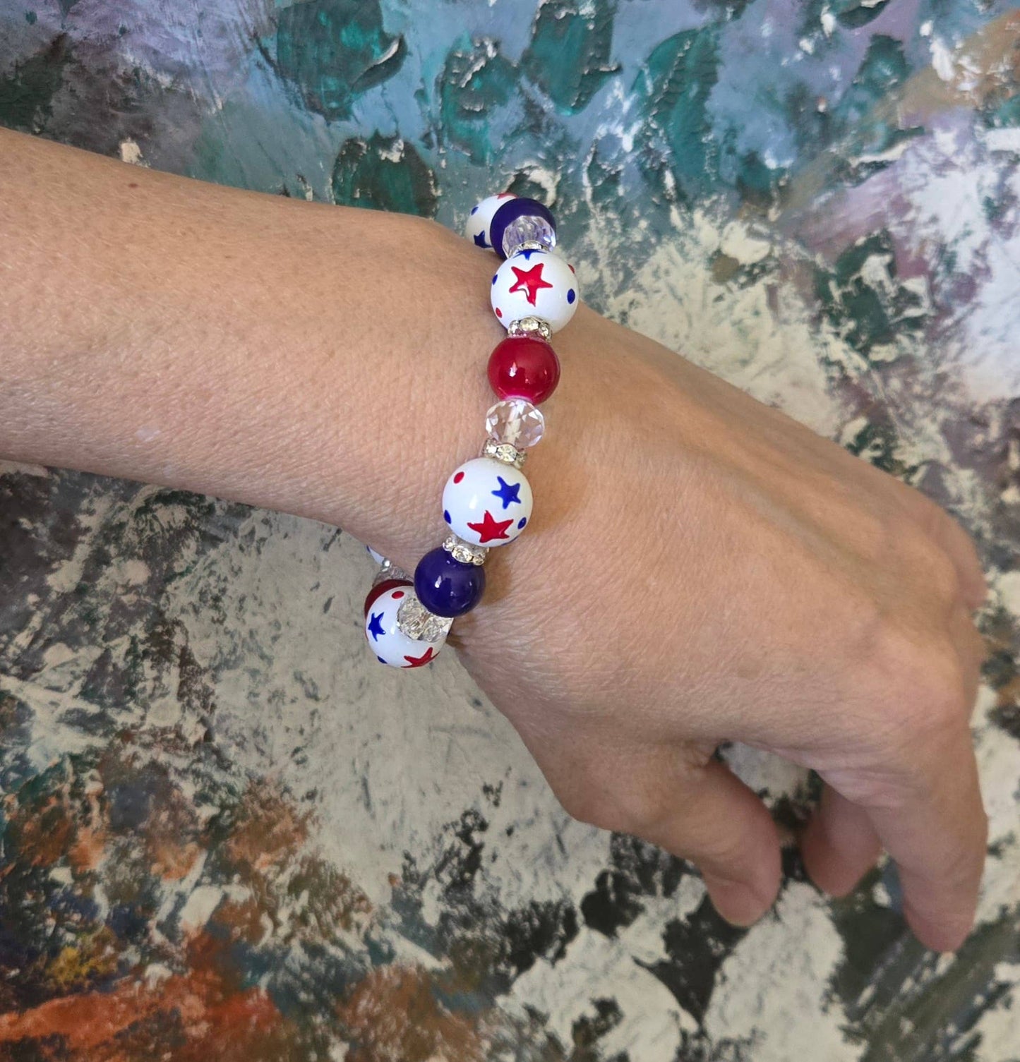 Fiona Accessories - American Flag Patriotic Bracelet, 4th of July Gift for Women: Flag