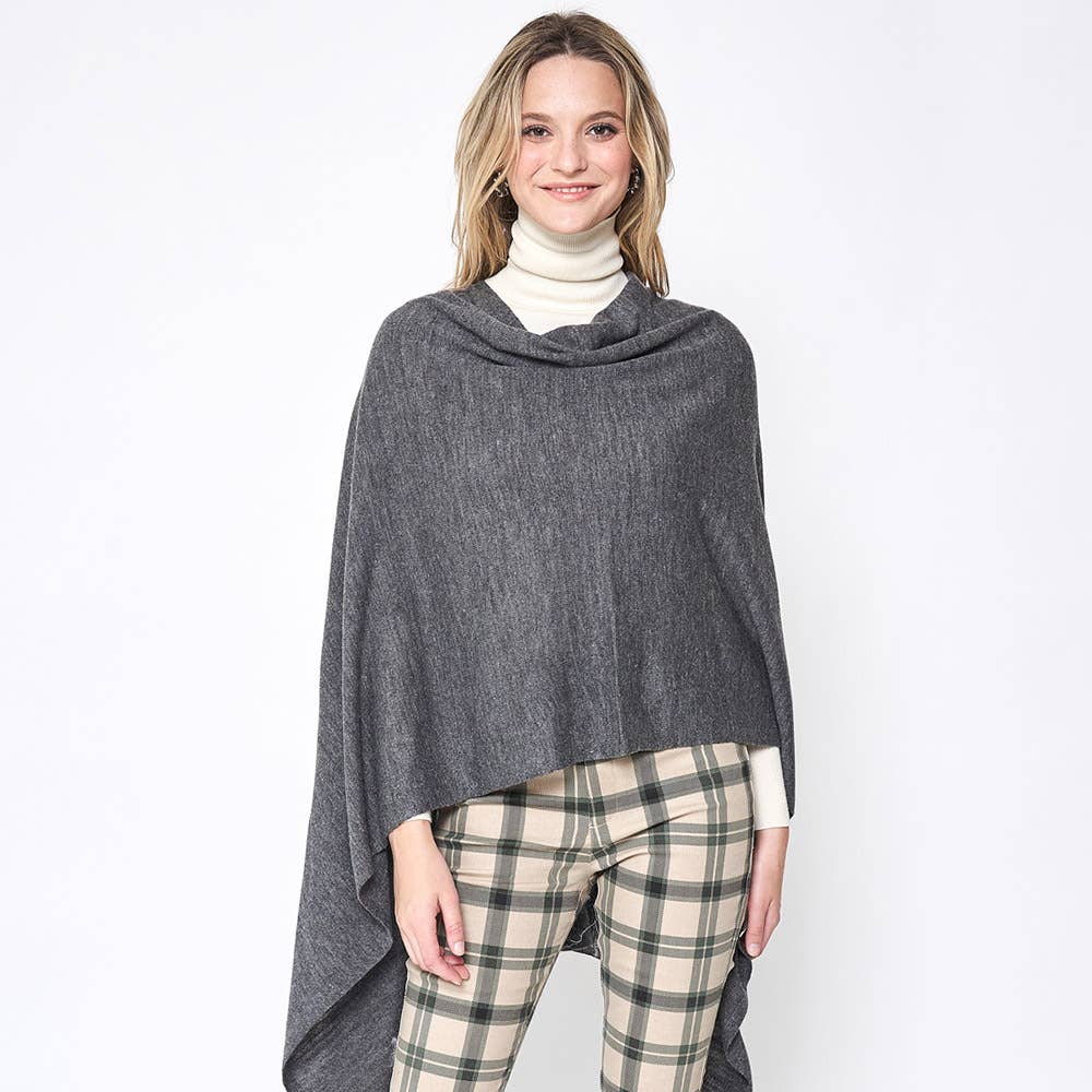 Sensibling Corp. - Solid Scarf Poncho: Brown
