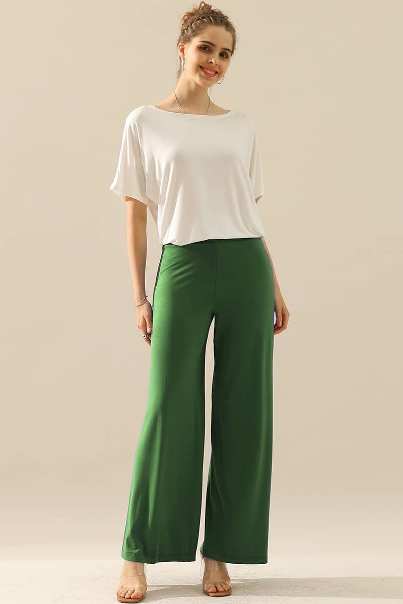NINEXIS - CWBLP410-P_PLUS SIZE HIGH WAIST WIDE LEG PALAZZO LOOSE PANTS: BLACK / (2X) 1