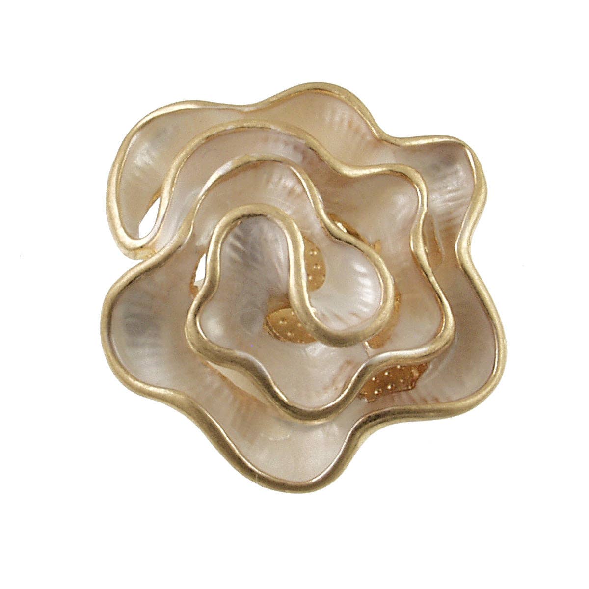 Origin Jewelry - White and Gold Begonia Magnetic Brooch - SM. White/Gold
