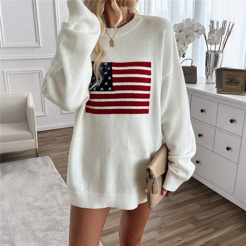 UZ Wholesale Store - Loose Fit Color Block Casual Pullover Sweater: Apricot / L