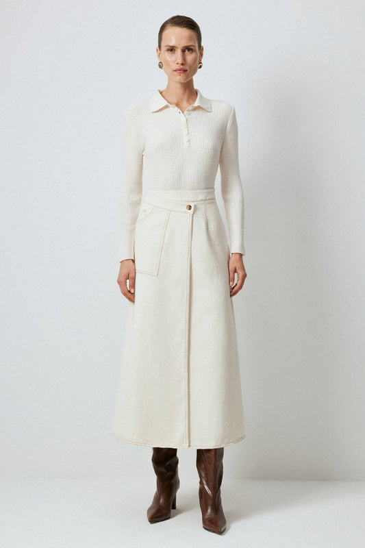 Touché Privé - DOUBLE BREASTED NATURAL DENIM SKIRT