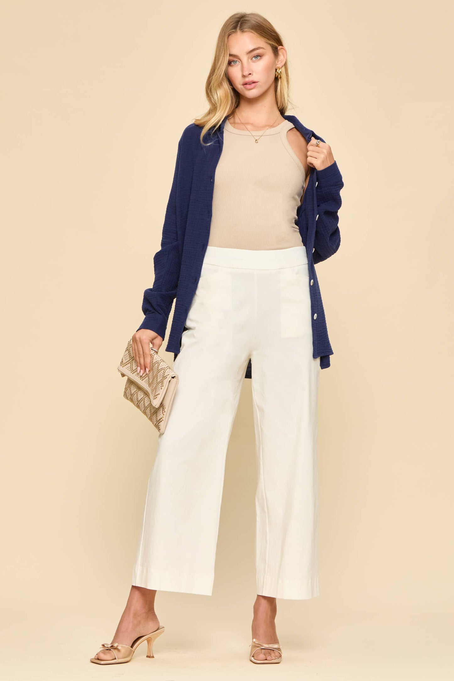 Dear Scarlett - Everyday Only Pair Wide Leg Pants: OFF WHITE