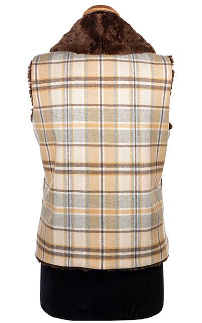 Shawl Collar Vest - Reversible Only 4 available: Medium / khaki / Cuddly Ivory