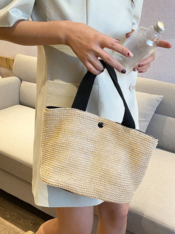 FurDecoration - Simple Casual Vacation Weave Bag: WHITE / One_size