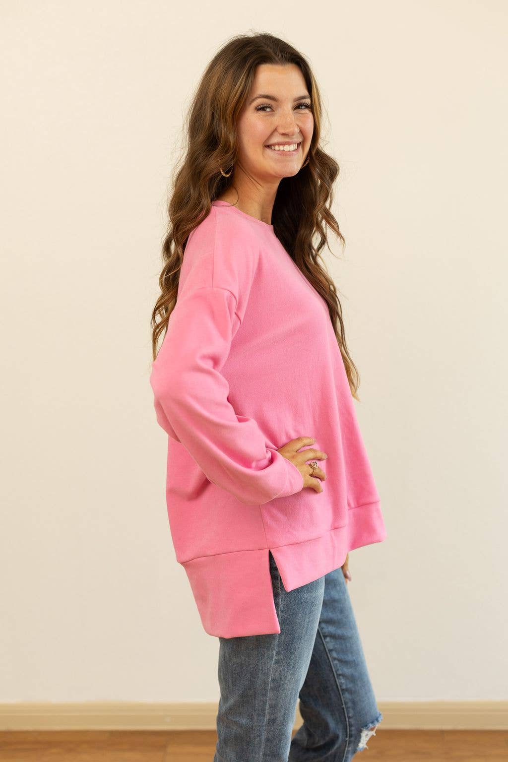 GRACE+EMMA by Southern Grace - Micro Fleece Crewneck, Pink: Pink / S