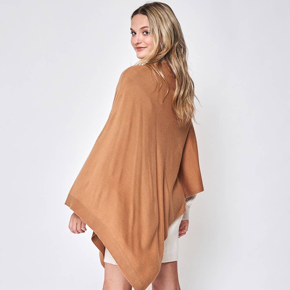 Sensibling Corp. - Solid Scarf Poncho: Brown