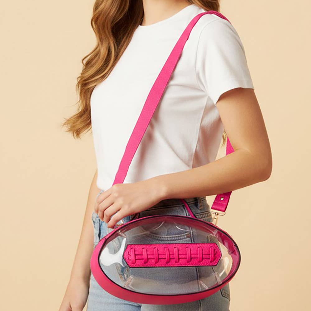 Sensibling Corp. - Football Shaped Transparent Crossbody Bag
: Brown