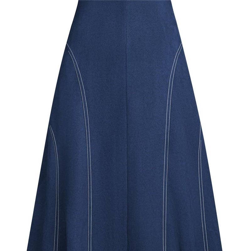 UZ Store - Suede High-Waisted Midi Skirt: Cognac