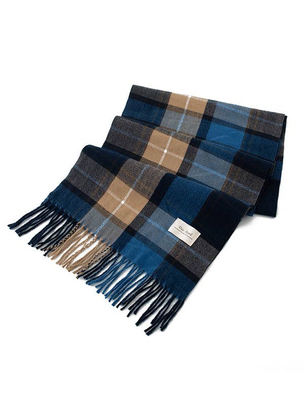 UZ Wholesale Store - Keep Warm Plaid Tasseled Shawl&Scarf: DEEP RED / One_size