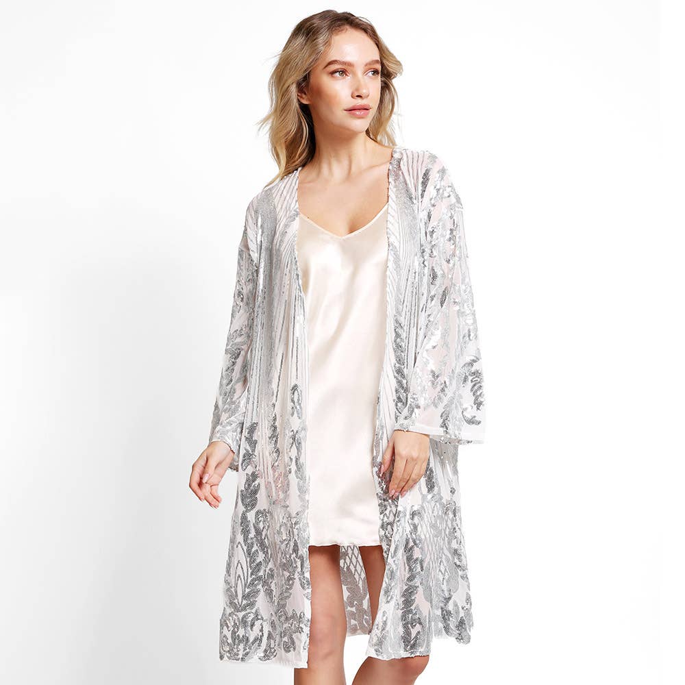 Sensibling Corp. - Sequin Cover Up Kimono Poncho: Rose Gold