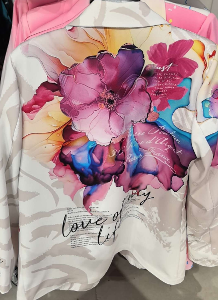 LOOWIE - LBLAFLO One Size Italian White Floral Print Blazer LOOWIE