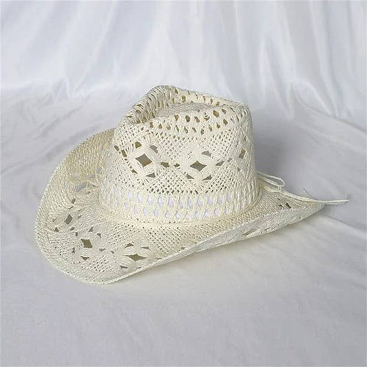 Syrrios Gifts LLC - Western Cowboy Cowgirl Straw Hat Sun Summer Beach Party: Cream