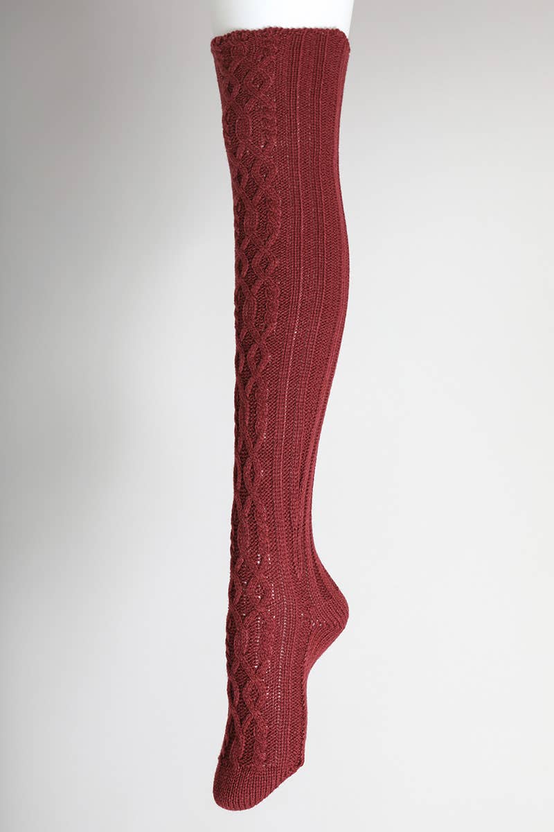 Leto Accessories - Cable Knit Socks: Black