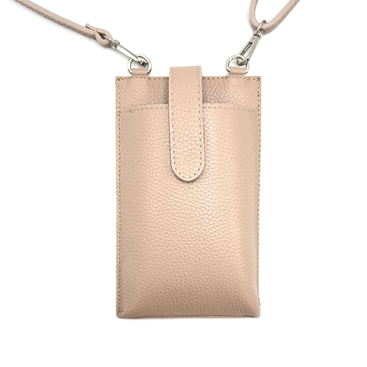 Suie Valentini srl - Summer genuine leather phone bag, Made in Italy, art. 112560: Beige