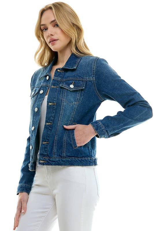 BLUE AGE - LADY CASUAL COTTON DENIM JEAN JACKET (OPEN PACK): Olive / 100% Cotton / M