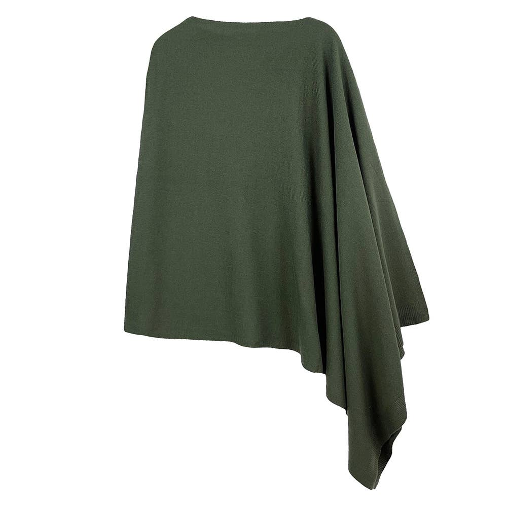 Sensibling Corp. - Solid Scarf Poncho: Olive Green
