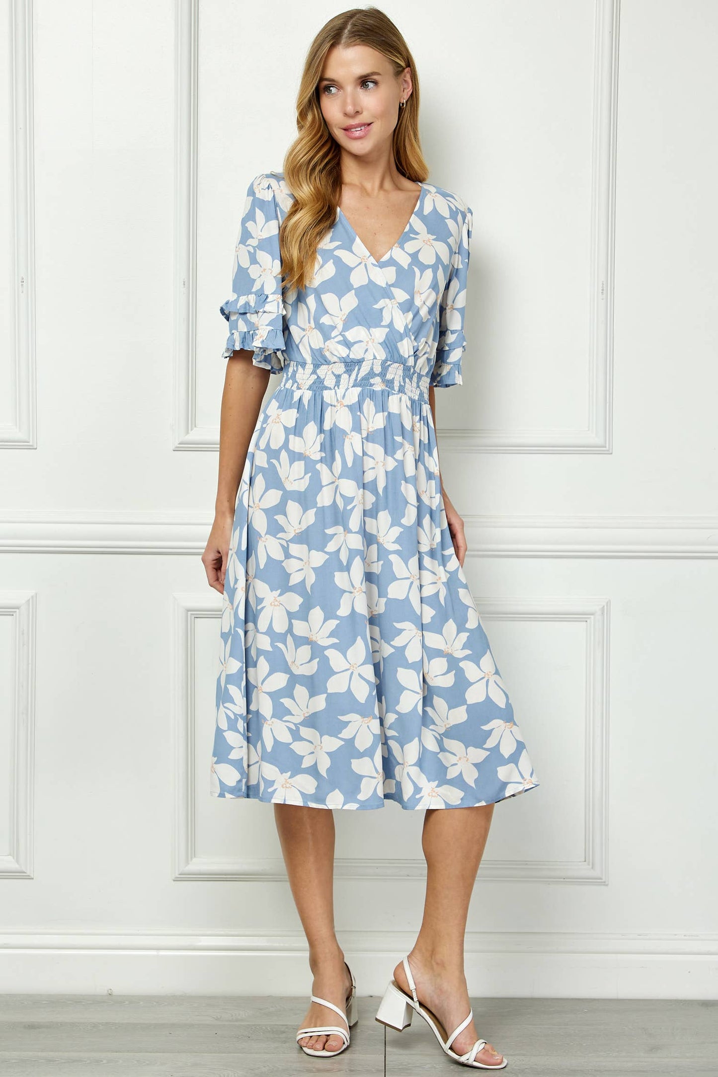 Winslow Collection - ELEGANT KIMONO INSPIRED SURPLICE DRESS  : BKCRM / M