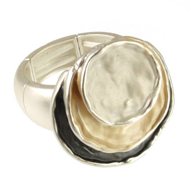 Origin Jewelry - Stretch Ring, Layered Circles, Multiple Colors: Silver Gold
