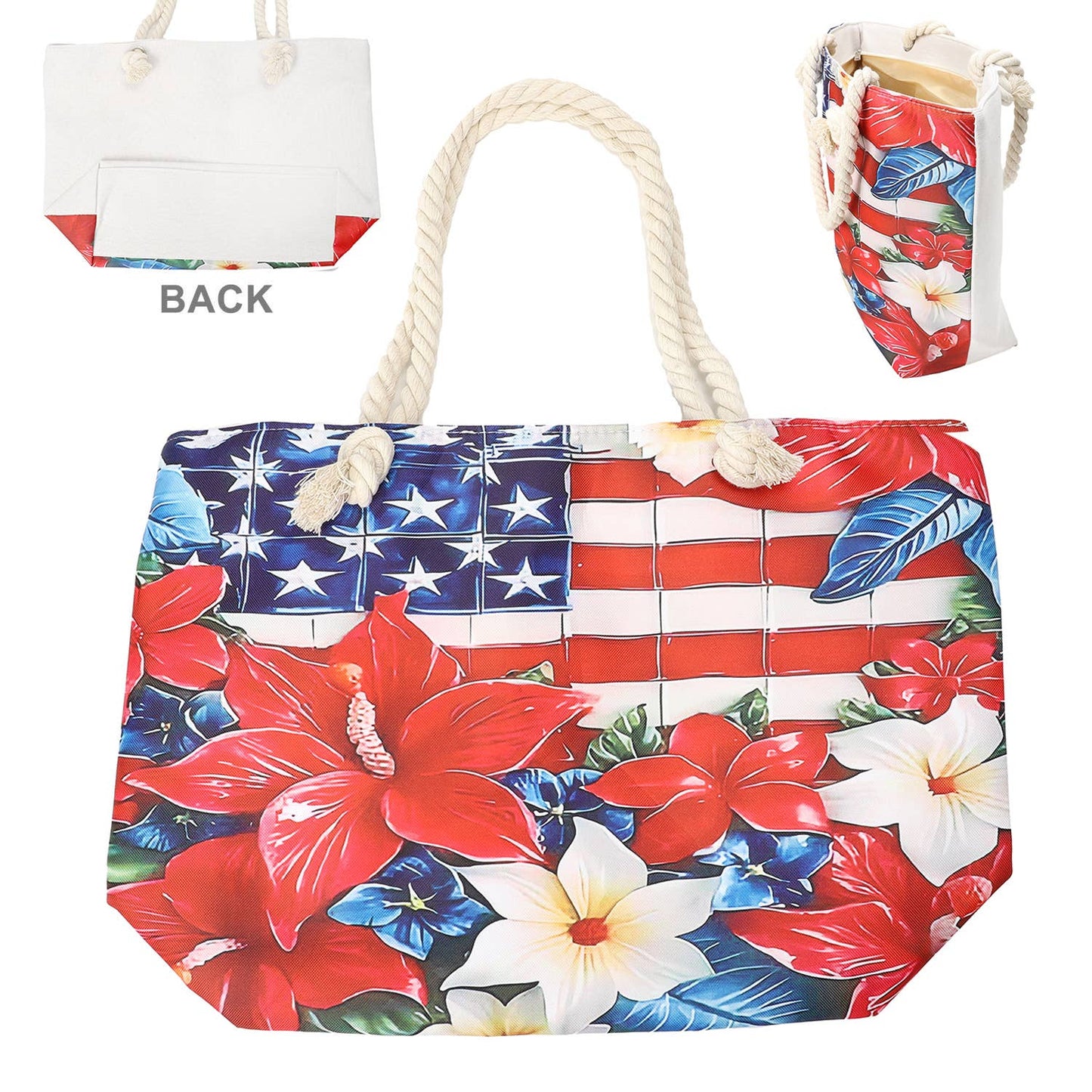 SP Sophia Collection - American Flag Themed Canvas Tote Bag : Flag