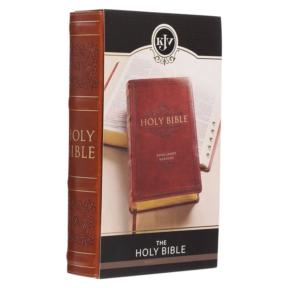 Christian Art Gifts - KJV Bible Giant Print Standard-size Faux Leather, Saddle Tan