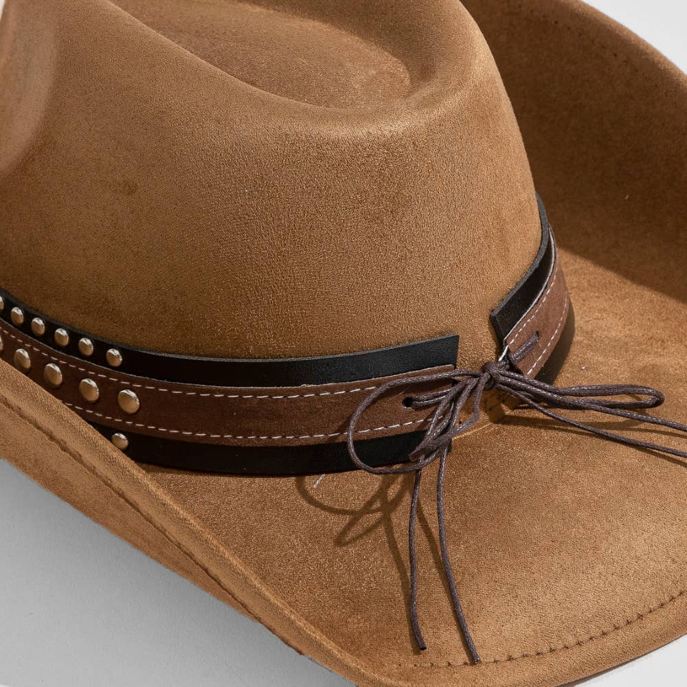 Collections by Fame Accessories - Layered Western Bull Head Strap Cowboy Hat: DBR