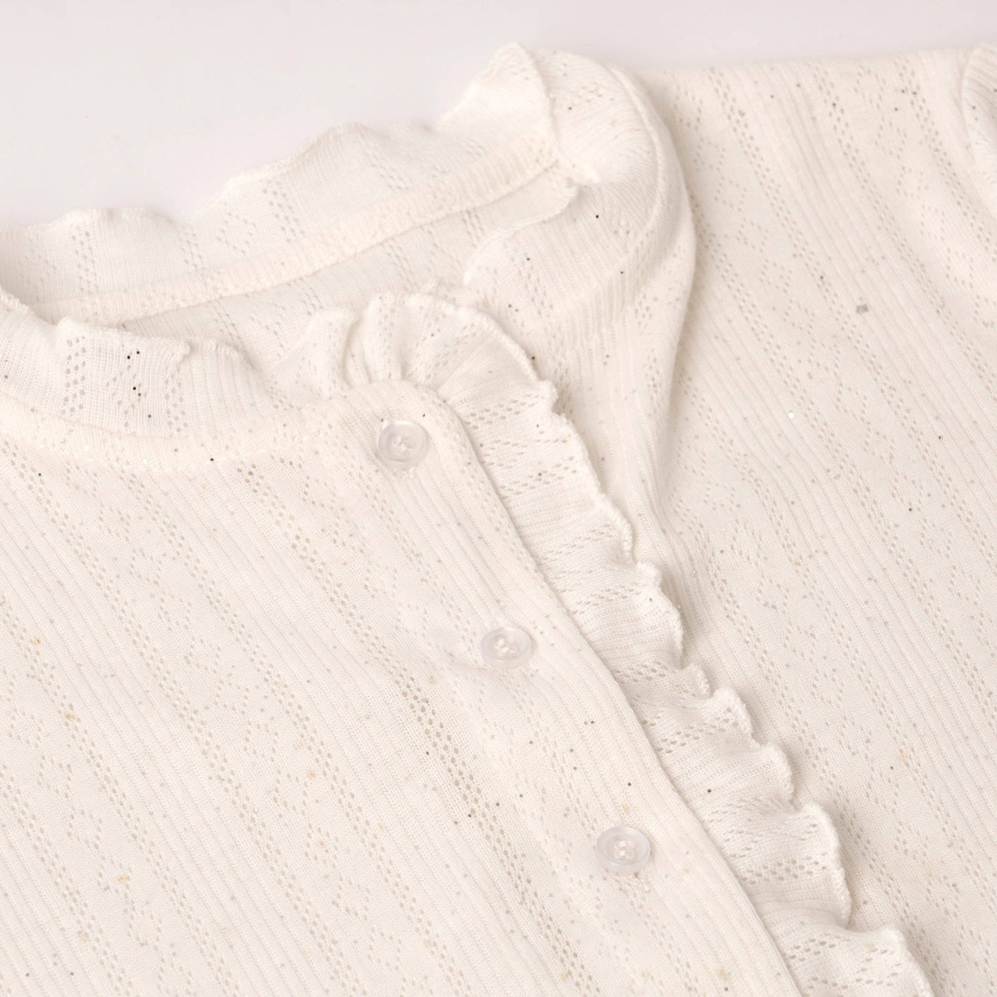 Kidpik - Lettuce Edge Pointelle Cardigan: Powder Blue Girl's size 7-16