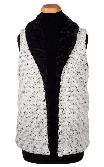Shawl Collar Vest +4" - Reversible: Small / 8mm Black & White / Black