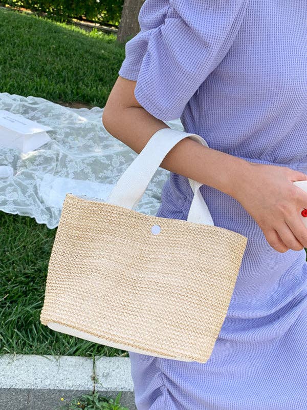 FurDecoration - Simple Casual Vacation Weave Bag: WHITE / One_size
