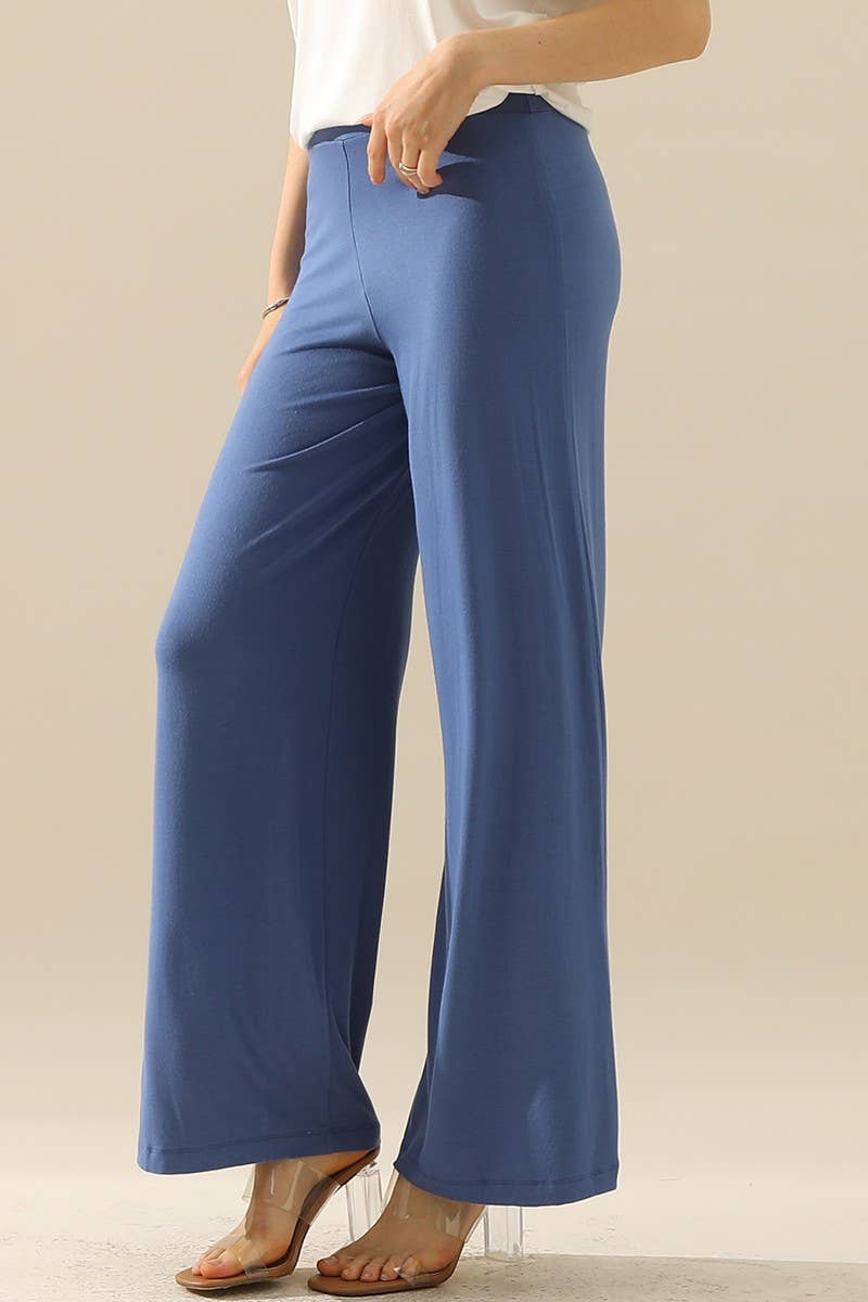 NINEXIS - CWBLP410_HIGH WAIST WIDE LEG PALAZZO LOOSE CASUAL PANTS: BLACK / (S) 1