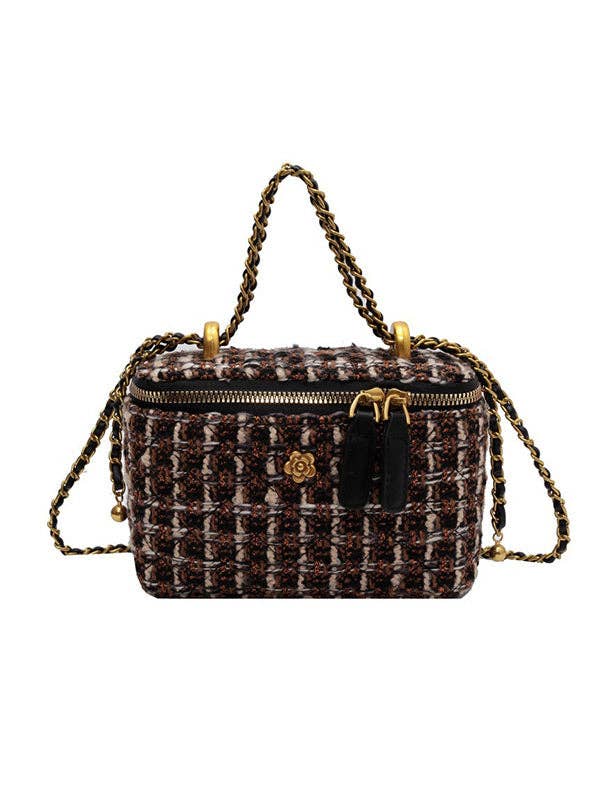 UZ Wholesale Pink Boucle' Rectangle Crossbody with Chain Strap