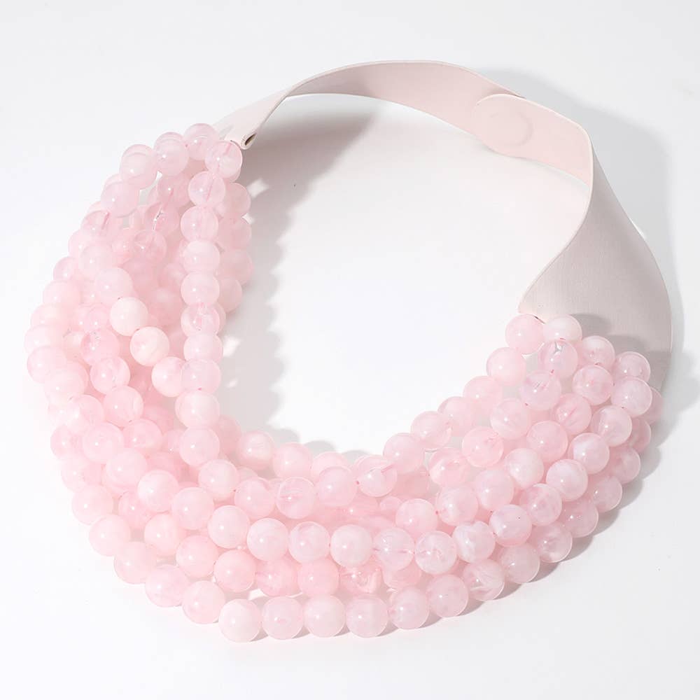 Sensibling Corp. - Chunky Acrylic Bead Layered Faux Leather Magnetic Necklace: Green