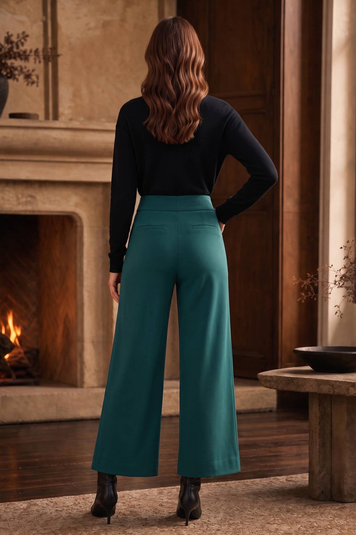 Dear Scarlett - High Rise Twill Wide-Leg Pants : ESPRESSO BROWN / S