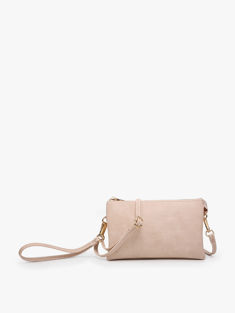 M013 Riley Monogrammable 3 Compartment Crossbody/Wristlet: Maroon