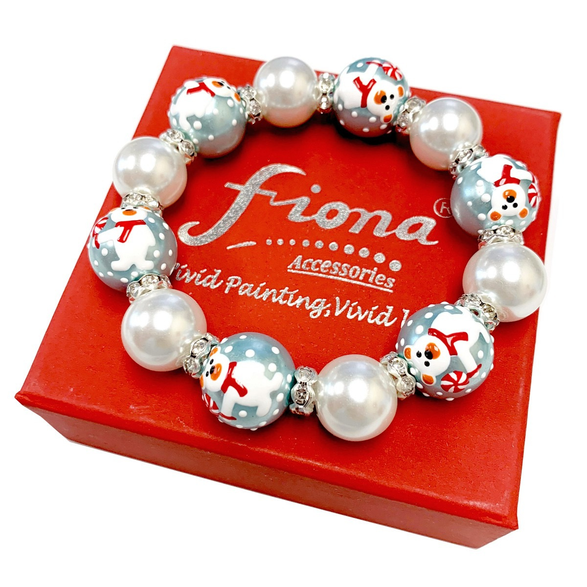 Fiona Accessories - Christmas Beaded Stretch Bracelet Holiday Gifts: Red Nutcracker