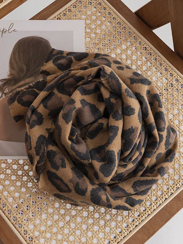 UZ Wholesale Store - Fringed Leopard Shawl&Scarf: LEOPARD / One_size