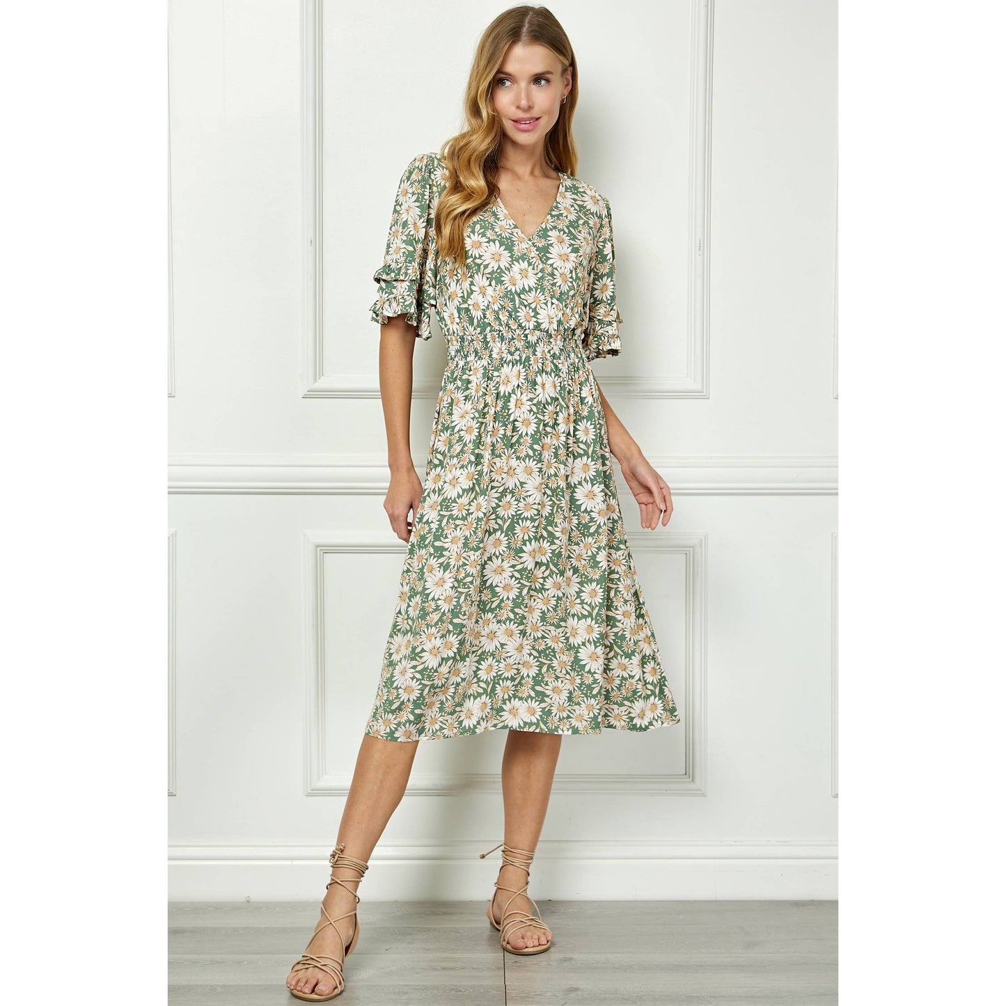 Winslow Collection - ELEGANT KIMONO INSPIRED SURPLICE DRESS  : BKCRM / M