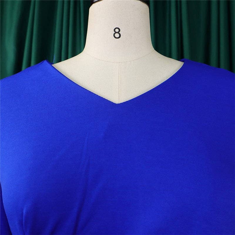 UZ Wholesale Store - Solid Color Ruffle V-Neck Two-Piece Set: PURPLE / 2XL