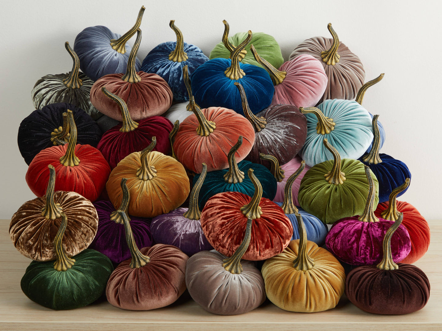 Your Heart's Content - Pumpkin Large Velvet, Fall Decor, Shelf Sitter, Tablescape: Gold