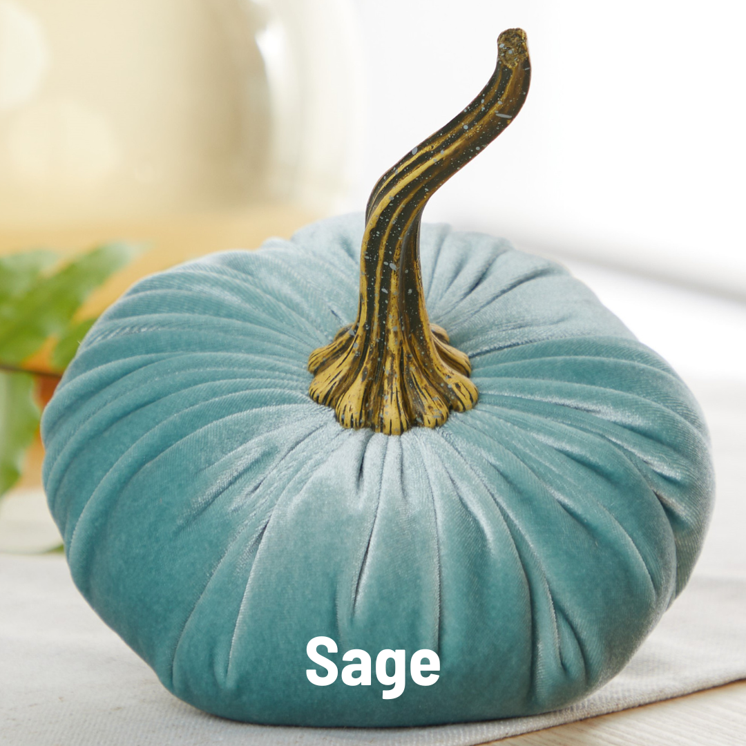 Your Heart's Content - Pumpkin Large Velvet, Fall Decor, Shelf Sitter, Tablescape: Gold