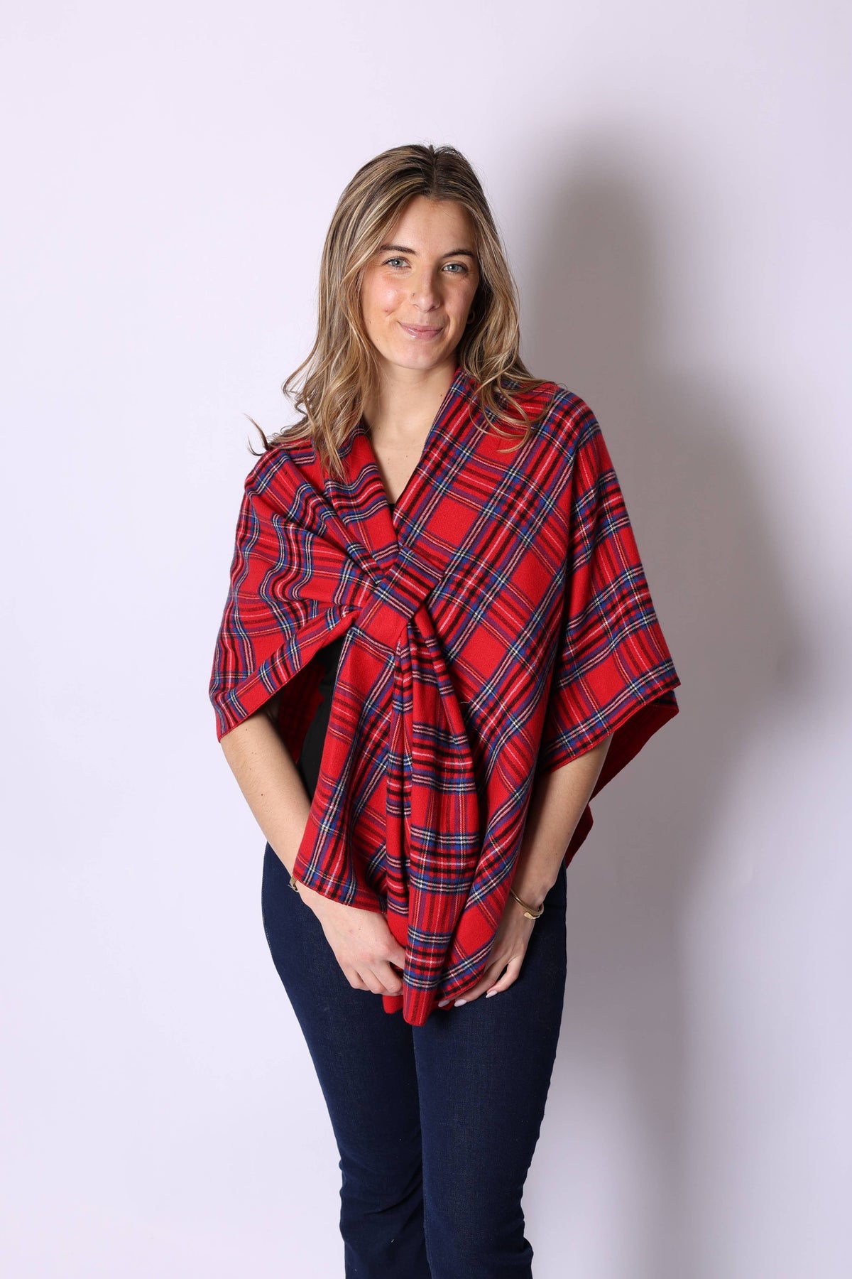 Top It Off - Kate Tartan Plaid Keyhole Wrap - Fall 2026: Red Tartan Plaid
