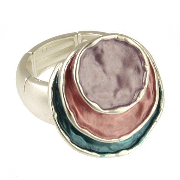 Origin Jewelry - Stretch Ring, Layered Circles, Multiple Colors: Silver Gold