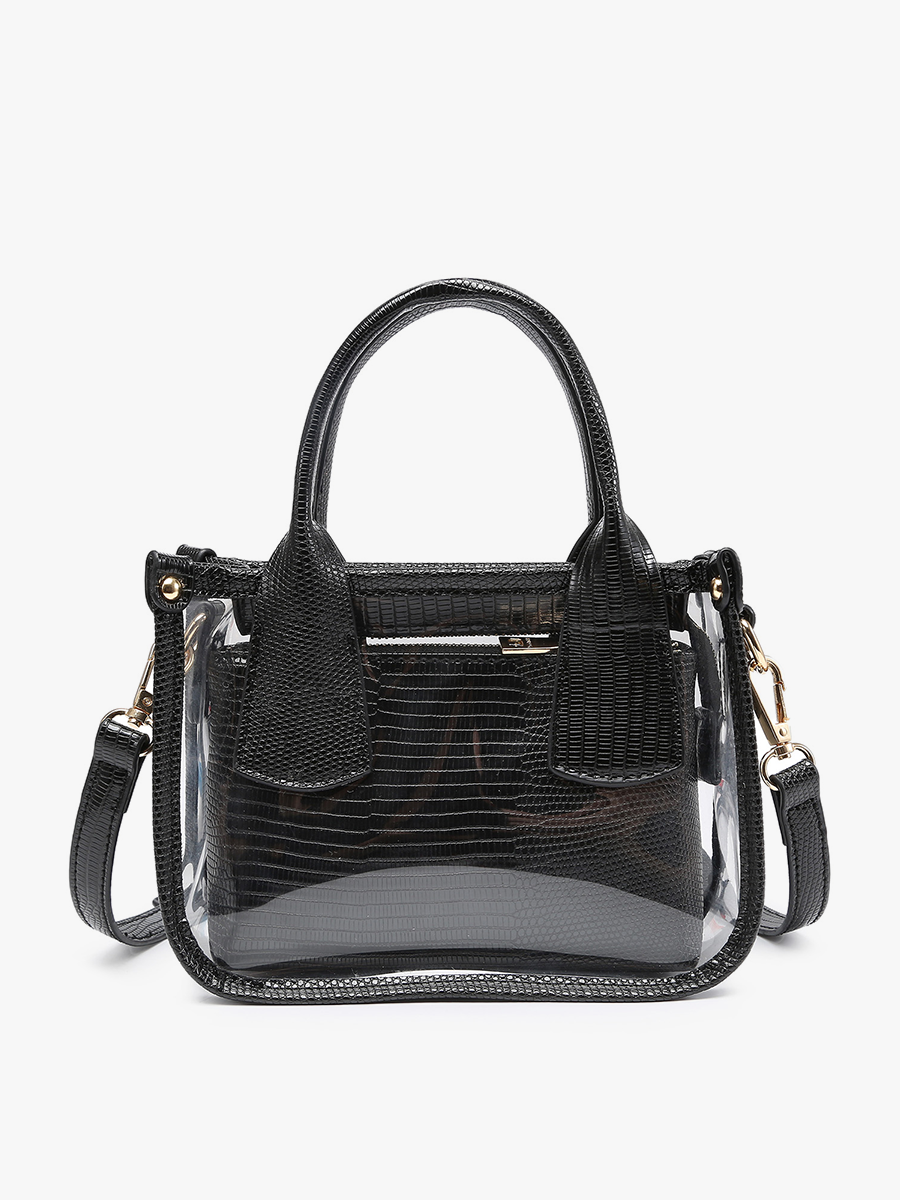 Jen & Co. - M2225CR Stacey Clear Satchel w/ Inner Bag: Silver