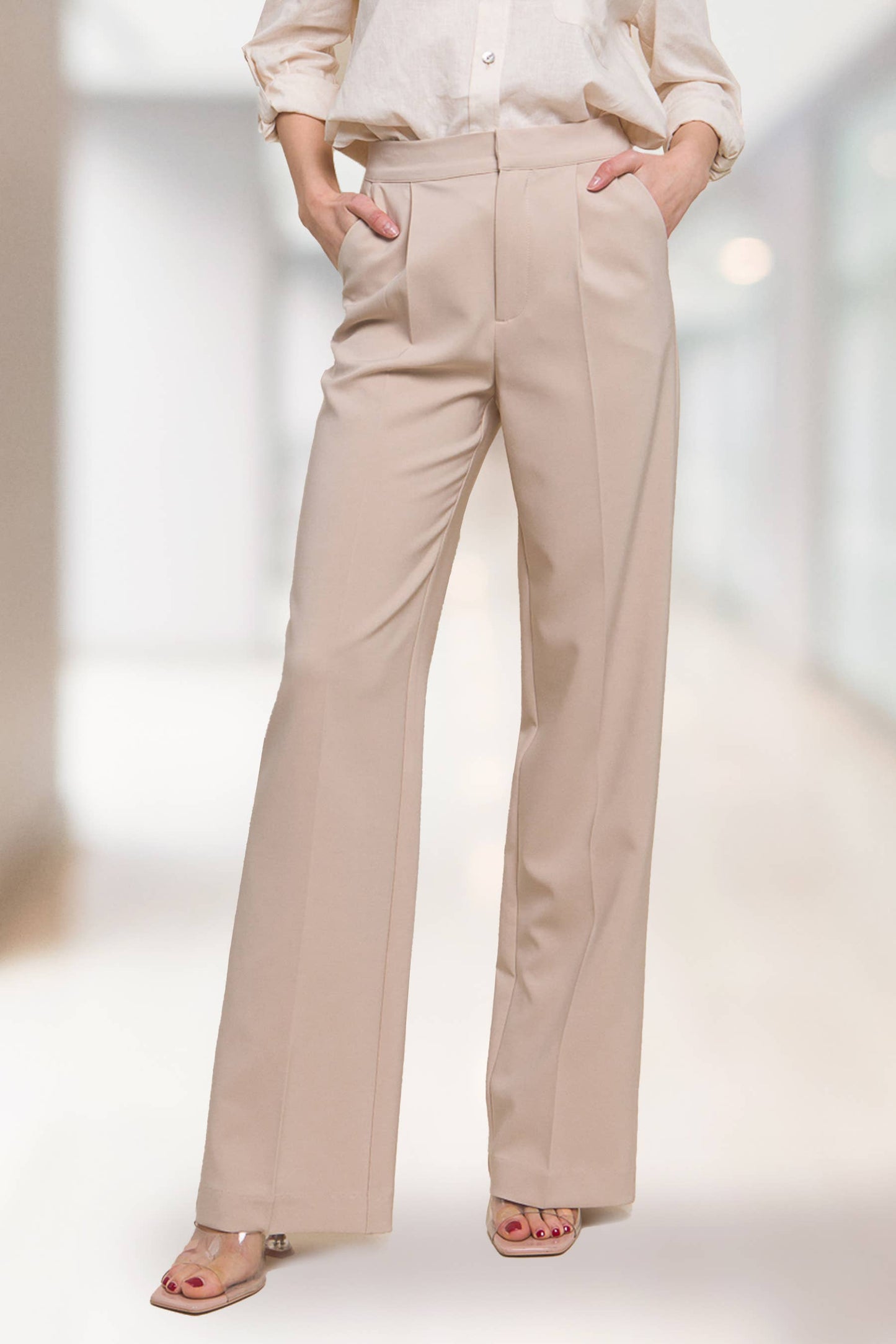 42POPS - ",...SI-25289 Regular-Fit Dress Pants w/ Elastic Back: Black-159548 / M