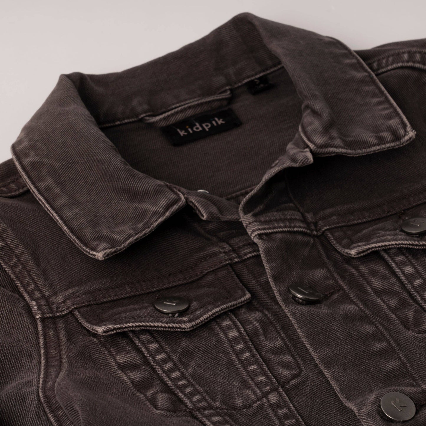 Kidpik - Colored Jean Jacket: Oyster Grey / S (7/8)
