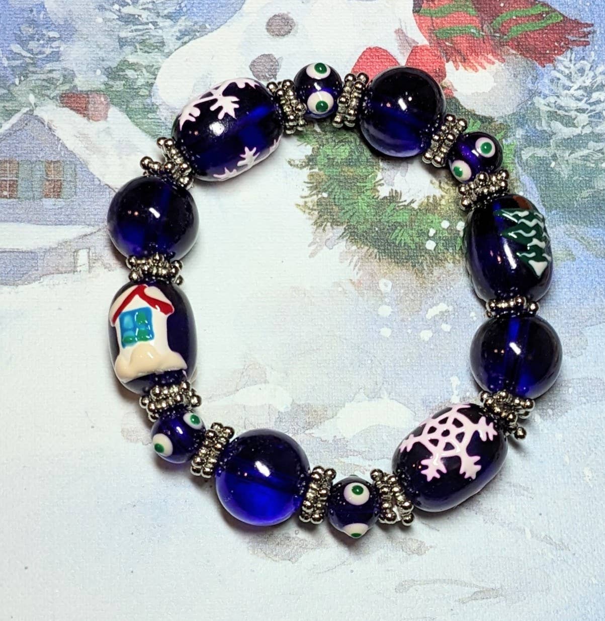 Fiona Accessories - Christmas Bracelet Painted Snowman Gift Tree Holiday Gifts: Gingerbread Man