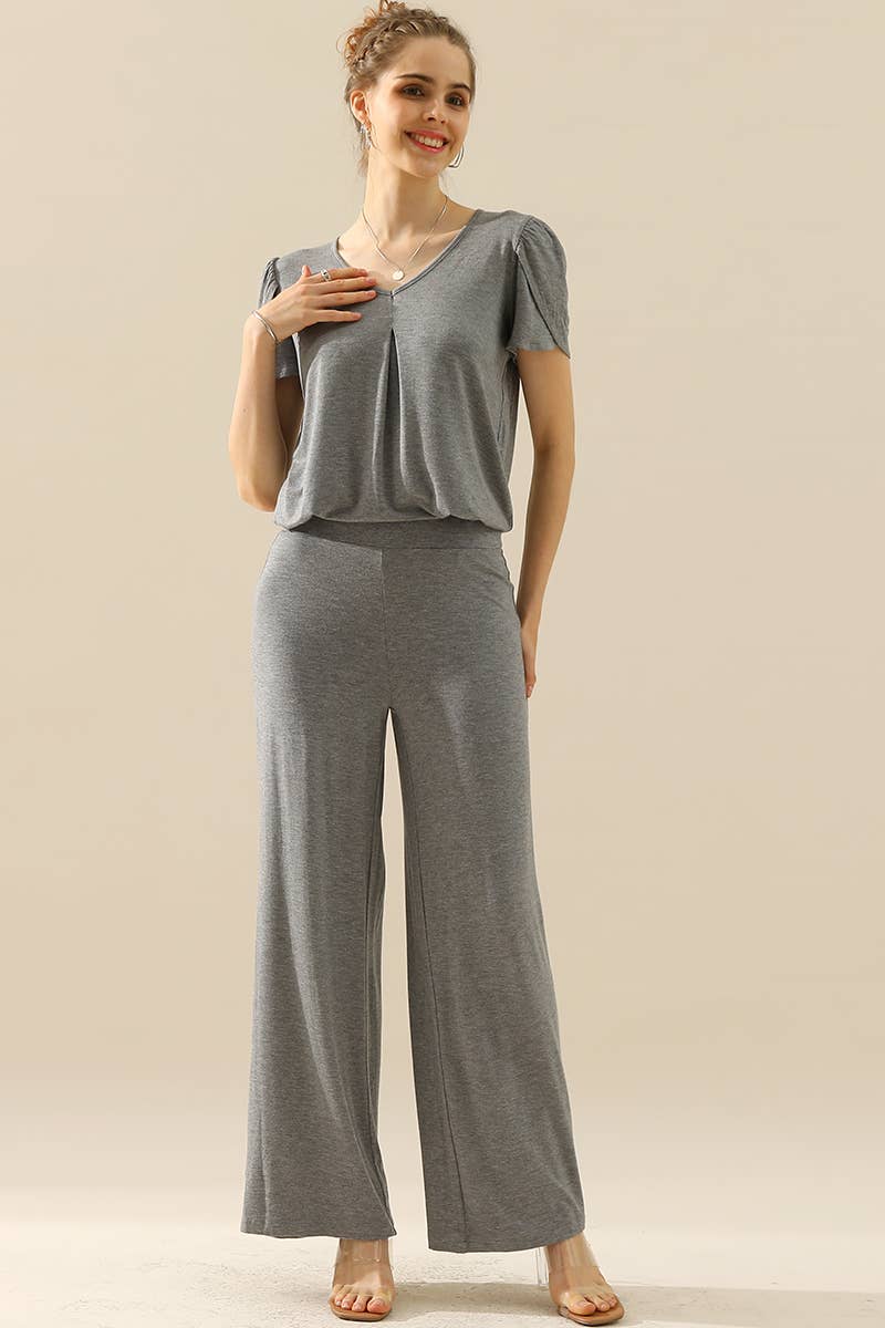 NINEXIS - CWBLP410-P_PLUS SIZE HIGH WAIST WIDE LEG PALAZZO LOOSE PANTS: BLACK / (1X) 1